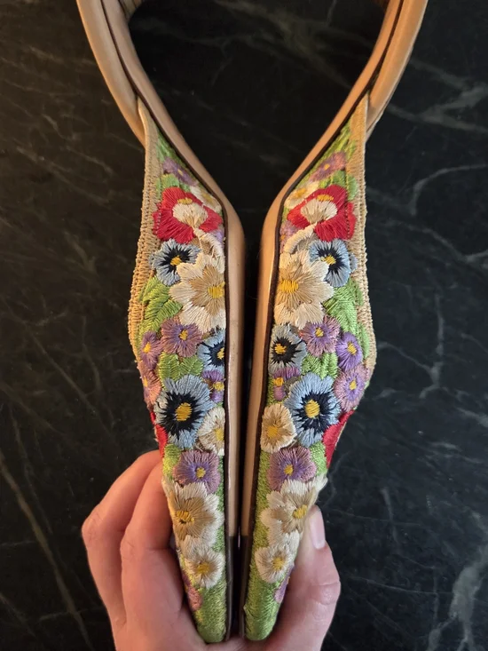 Emma Hope's Floral Embroidered Pointed-Toe Mules - Multicolor - Picture 5 of 7